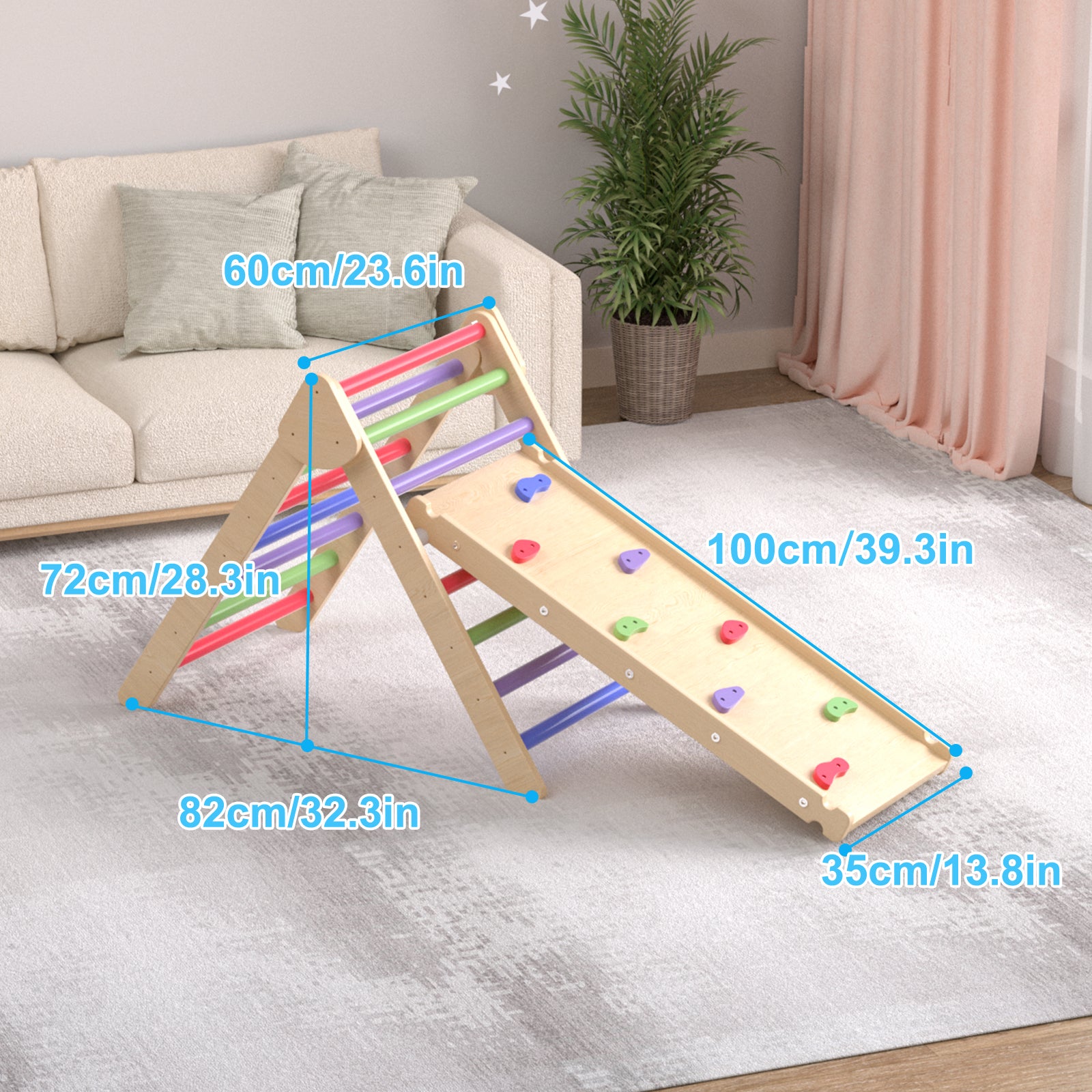 XJD 4 in 1 Wood Climber Play Set Colorful In Stock USA