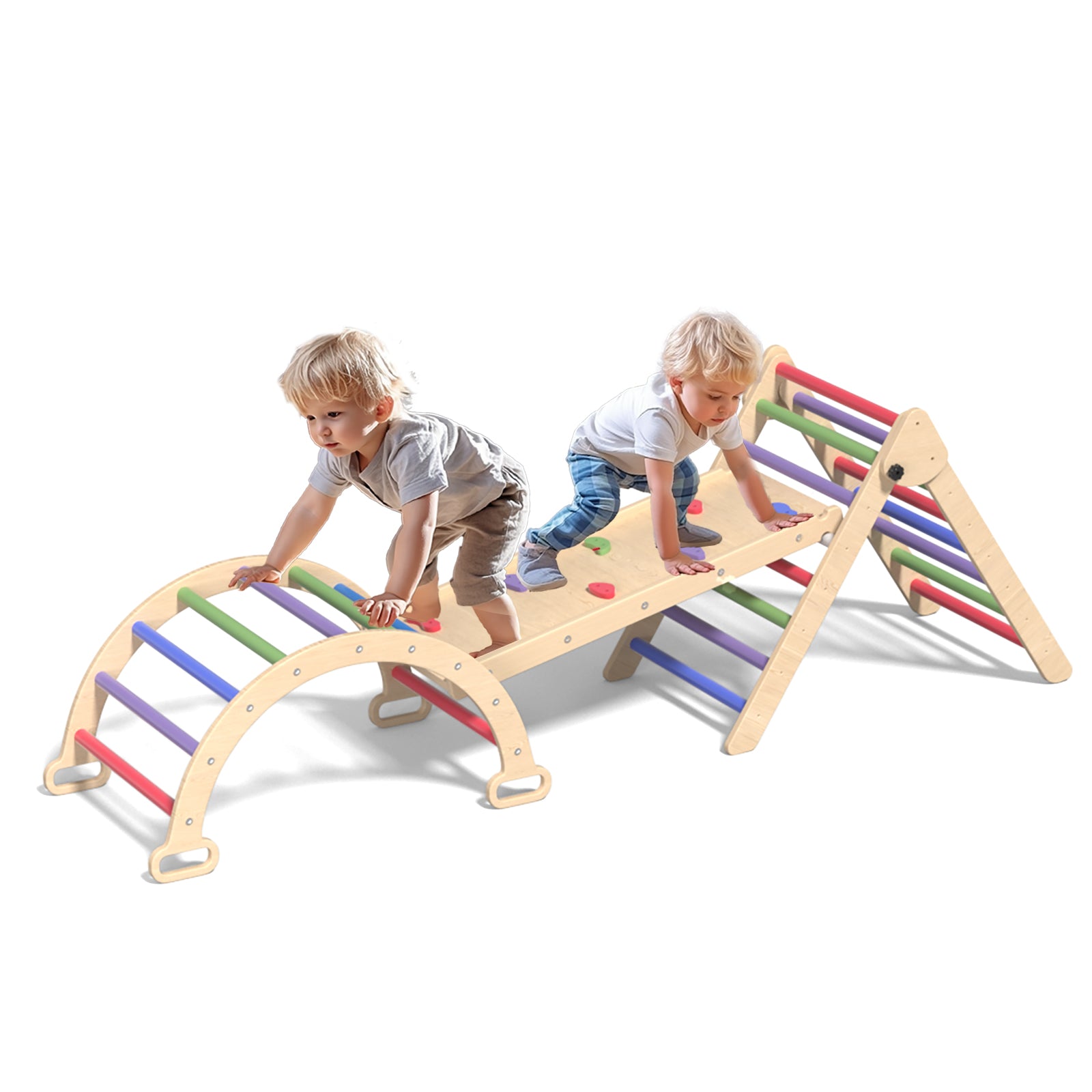 XJD 7 in 1 Wood Climber Play Set Colorful In Stock USA
