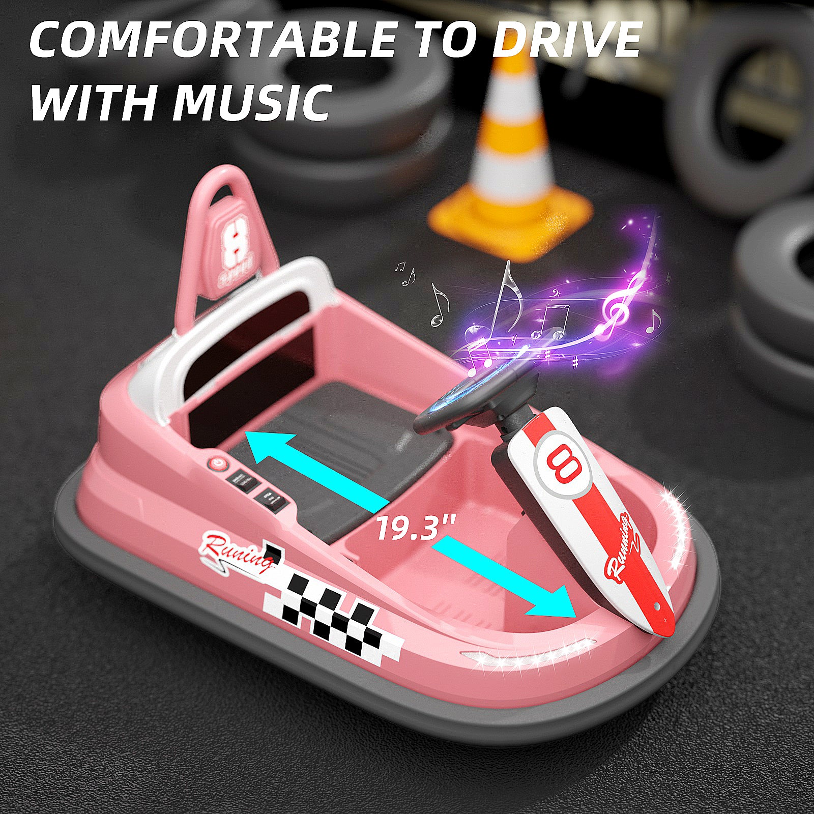 XJD 360° Spinning Toddlers Battery Powered Electric Bumper Cars for Kids Age 1.5+, Pink