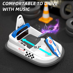 XJD 360° Spinning Toddlers Battery Powered Electric Bumper Cars for Kids Age 1.5+, White