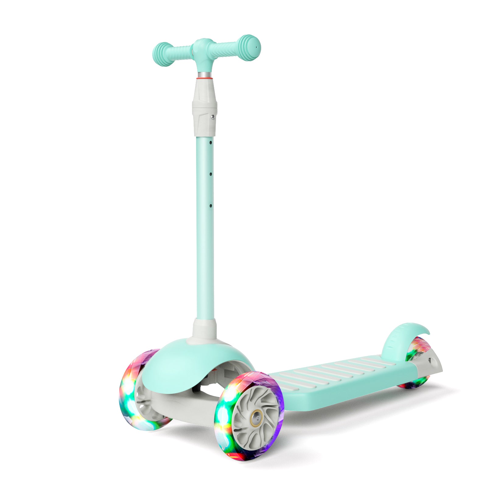 67i Green Kids Kick Scooter, LED Lighted Wheels and 3 Adjustable Height Handlebars, 3 Wheel Scooter for Boys & Girls Ages 3-12