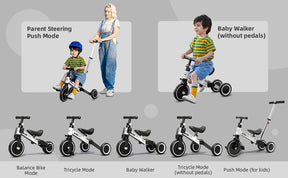 XJD Kids Tricycle Blue 7 IN 1 with Push Handle In Stock USA