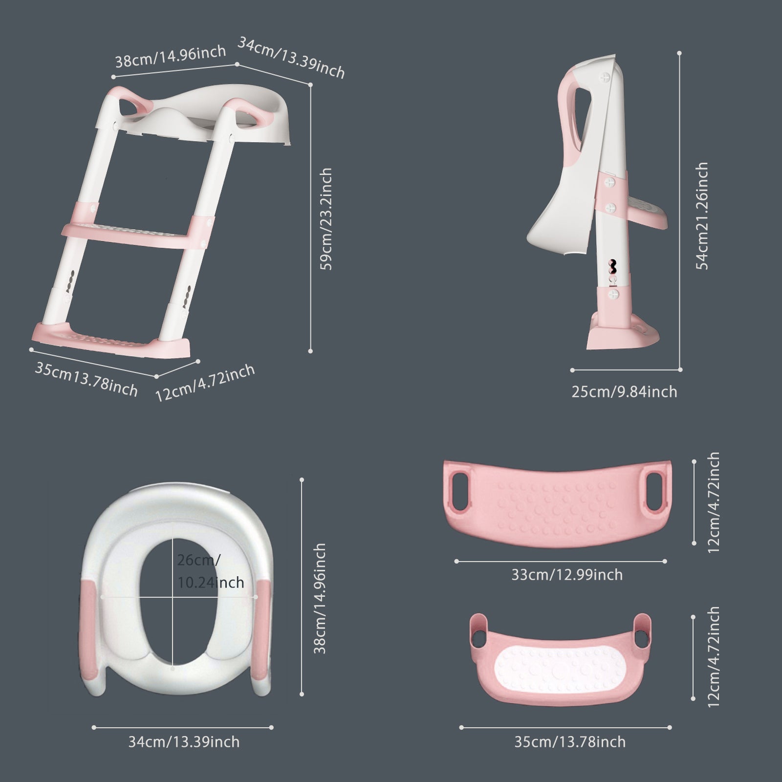 GLAF Toddler Potty Training Seat for Toilet with Ladder in pink In Stock USA
