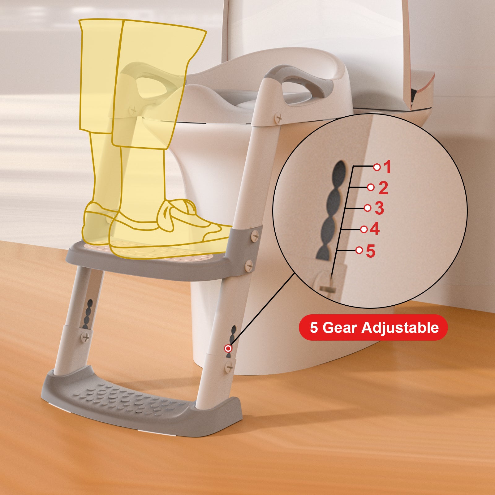 GLAF Toddler Potty Training Seat for Toilet with Ladder in gray white In Stock USA