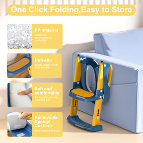 GLAF Toddler Potty Training Seat for Toilet with Ladder in blue yellow In Stock USA