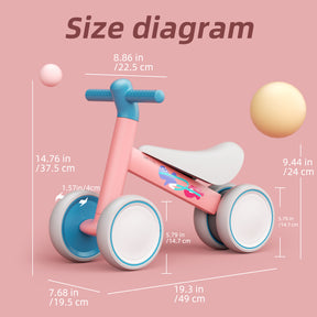 XJD Baby Balance Bike, 4 Wheels for Toddlers as A Birthday Gift - Pink Blue